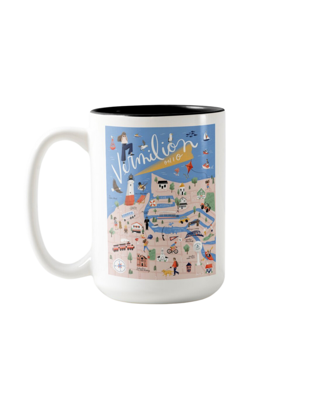 Vermilion Ohio Map Two-Toned Coffee Mug