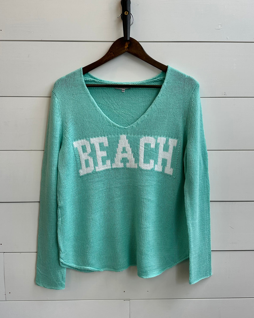 Women’s Beach V-Neck Sweater- Seaglass
