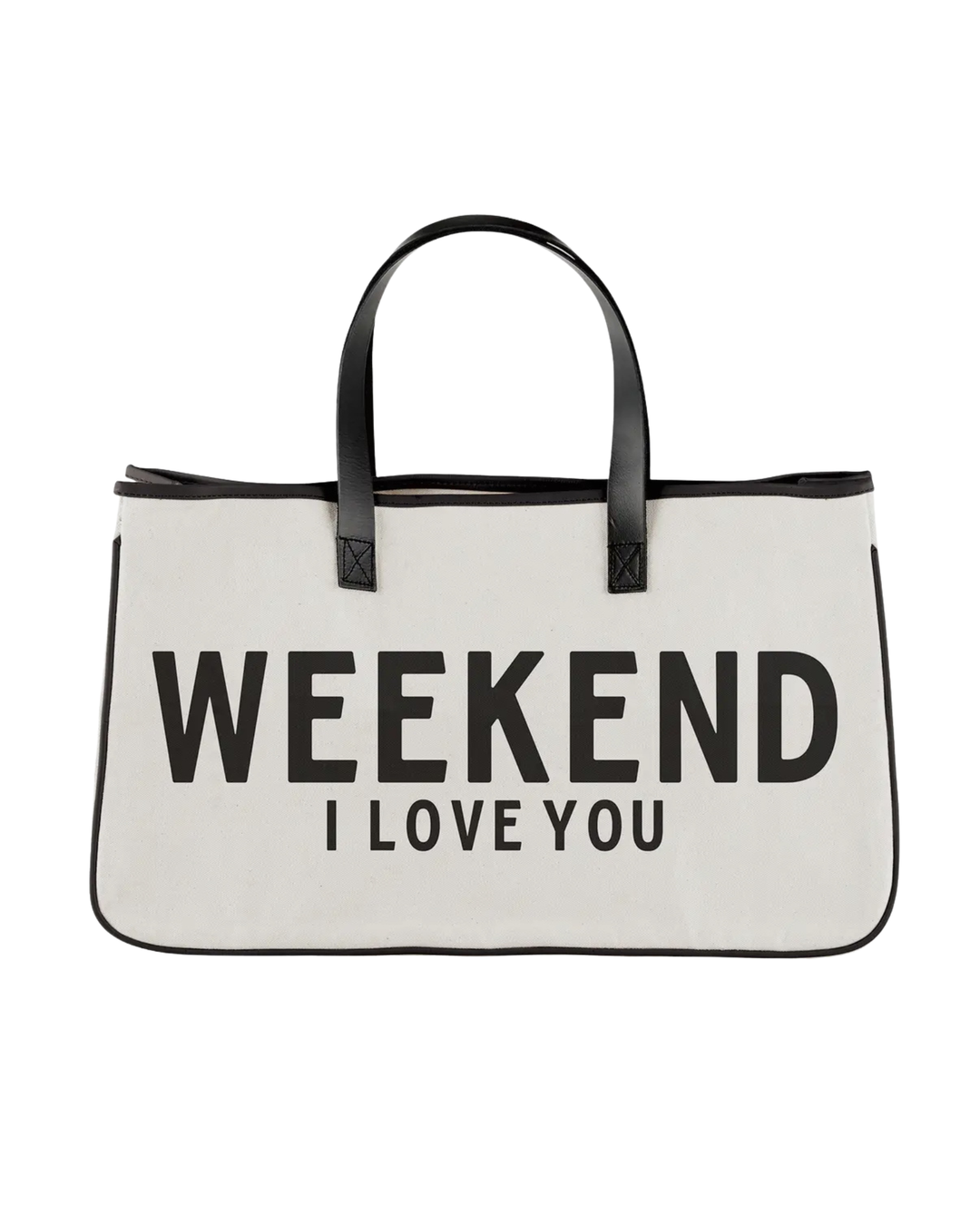 Weekend I love you Canvas Tote-beige & black