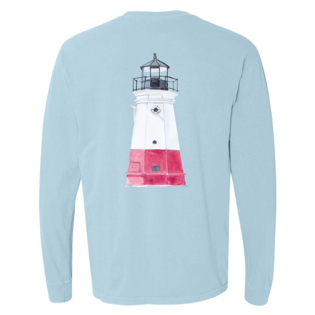 Unisex Vermilion Lighthouse Long Sleeve Tee-Light Blue