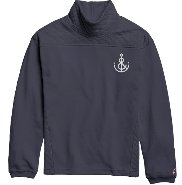 Women's Quilted Anchor Funnel Neck- Light Navy