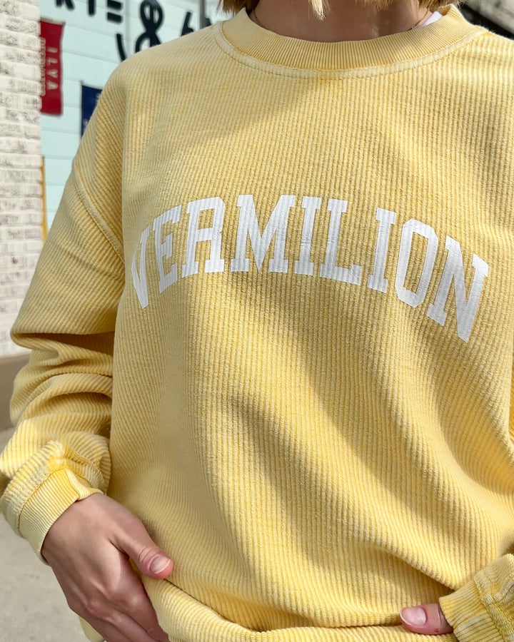 Unisex Vermiion Ribbed Crew- Butter