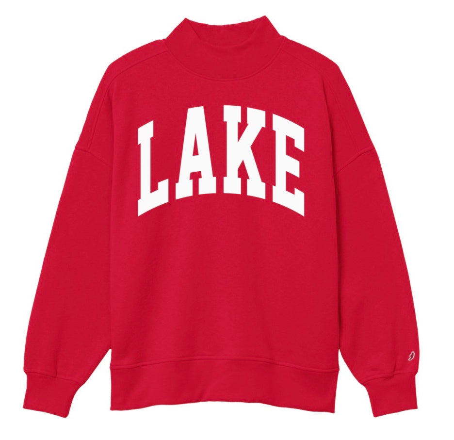 Women’s LAKE Mockneck Crew-Red