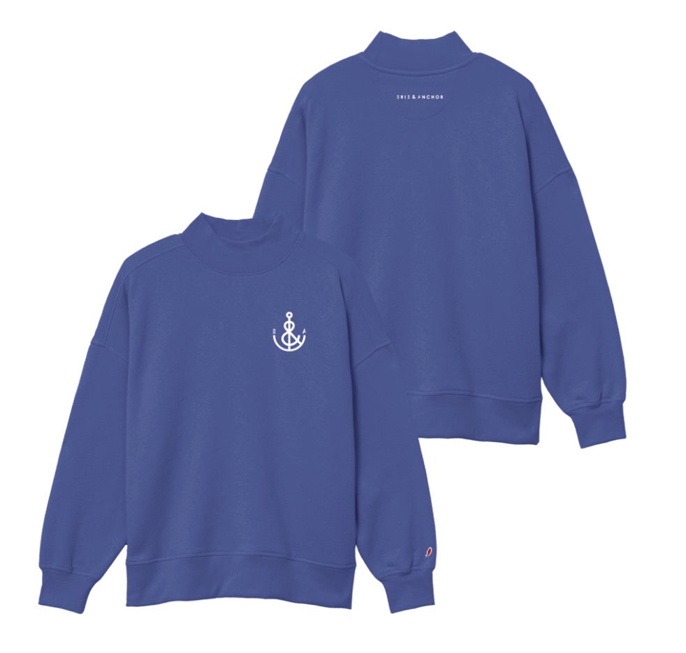 Women’s Anchor Mockneck Crew-Royal