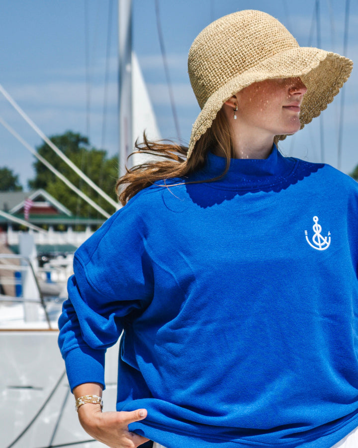 Women’s Anchor Mockneck Crew-Royal