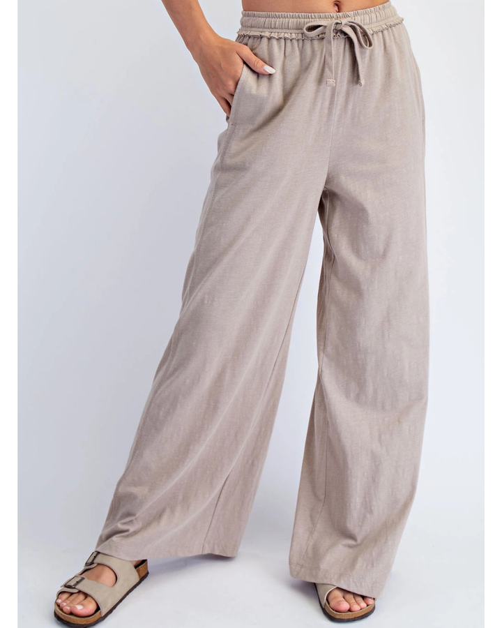 Women's Cotton Slub Lounging Wide Pant- Taupe