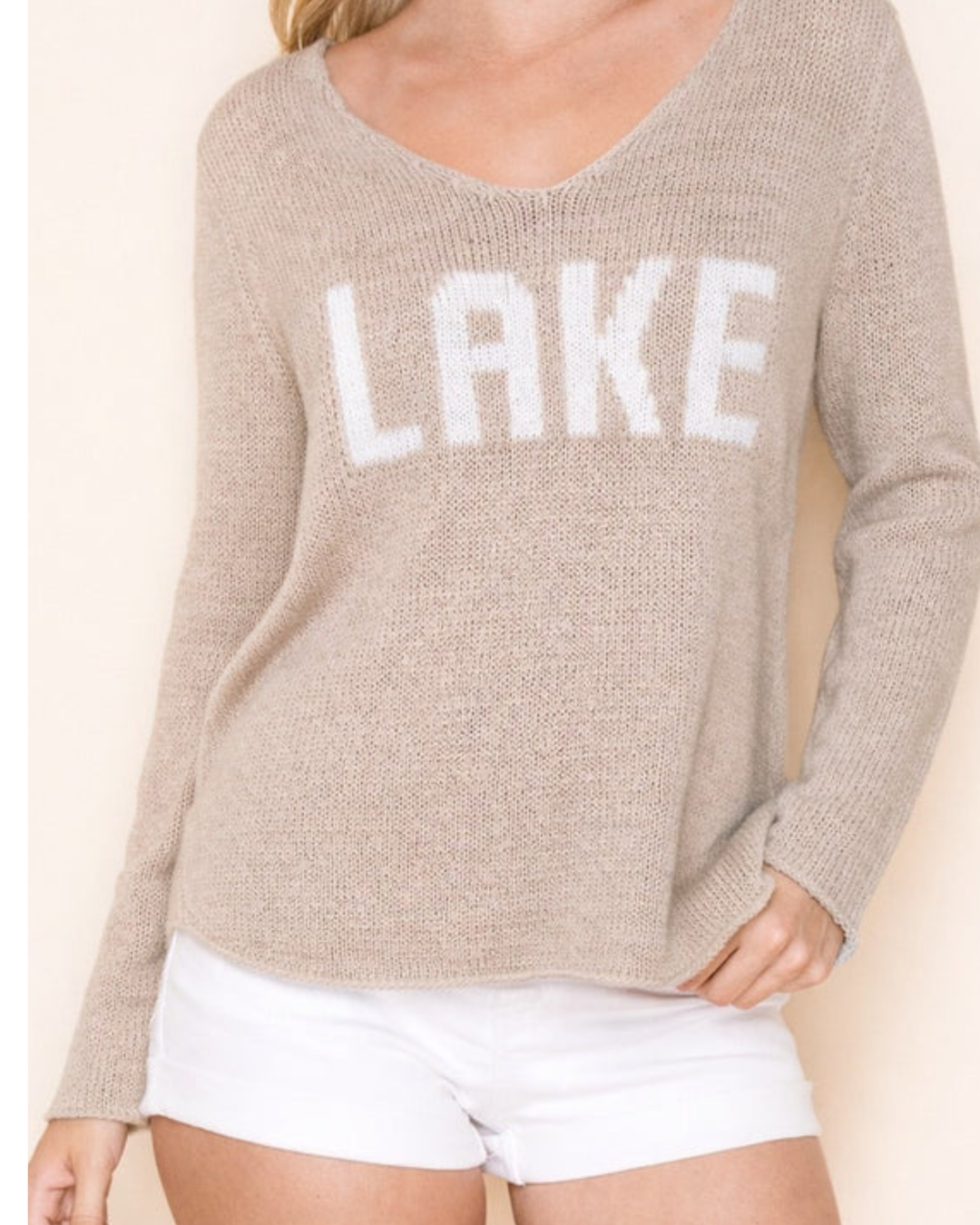 Women’s Lake V-Neck Sweater- Beige