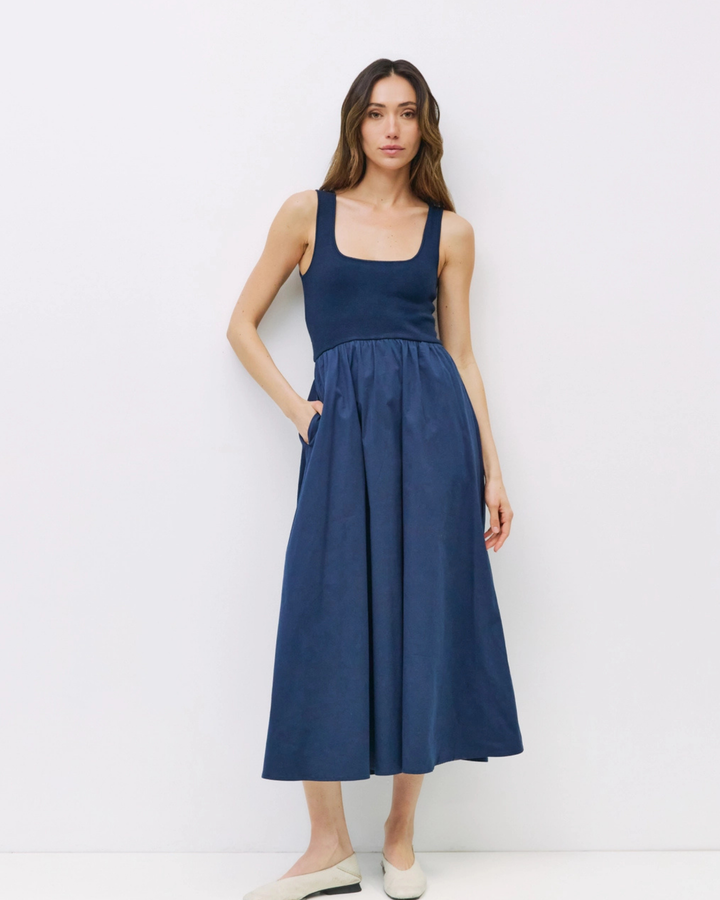 Women's Sleeveless Maxi Dress- Navy