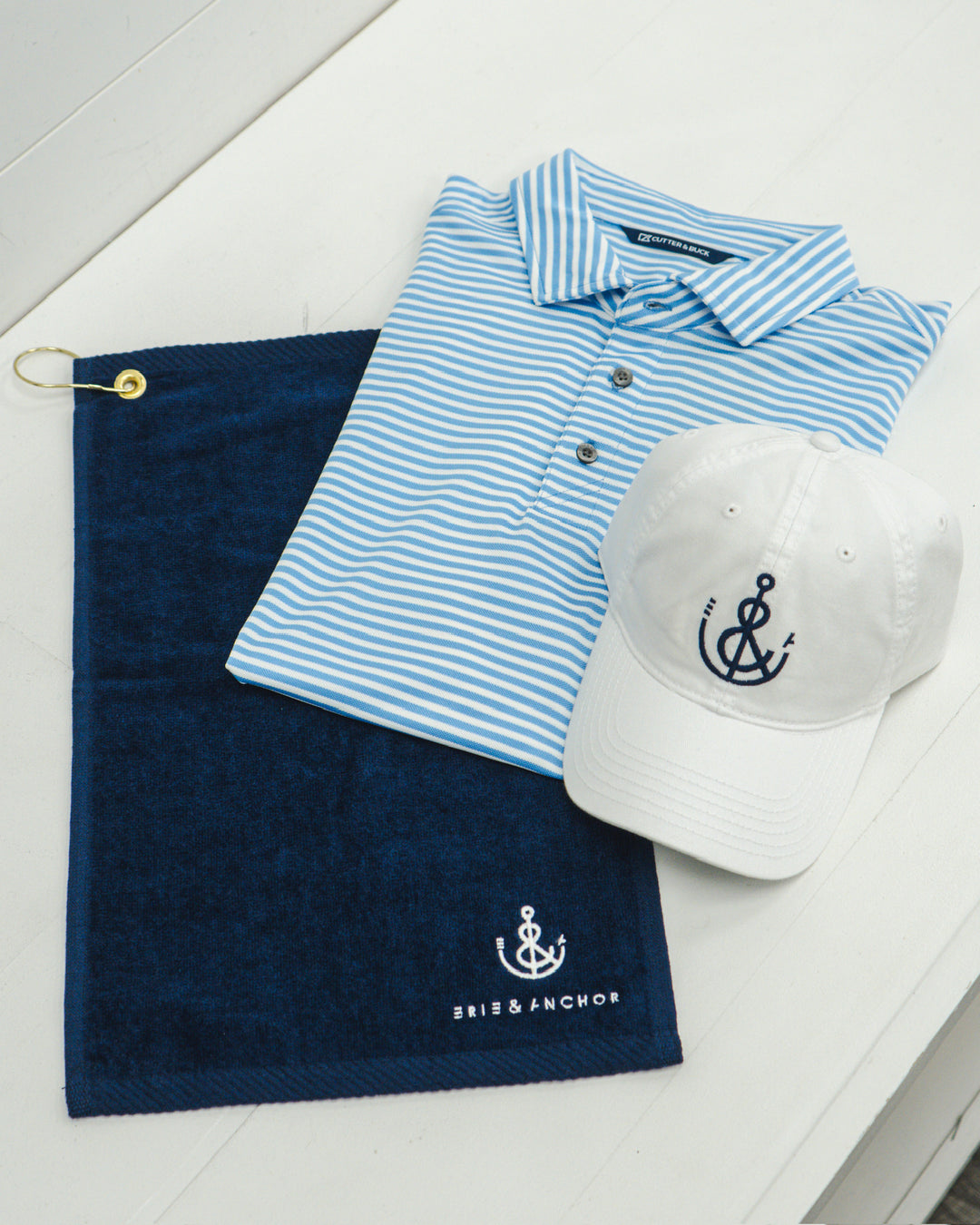 E&A Embroidered Golf Towel-Navy