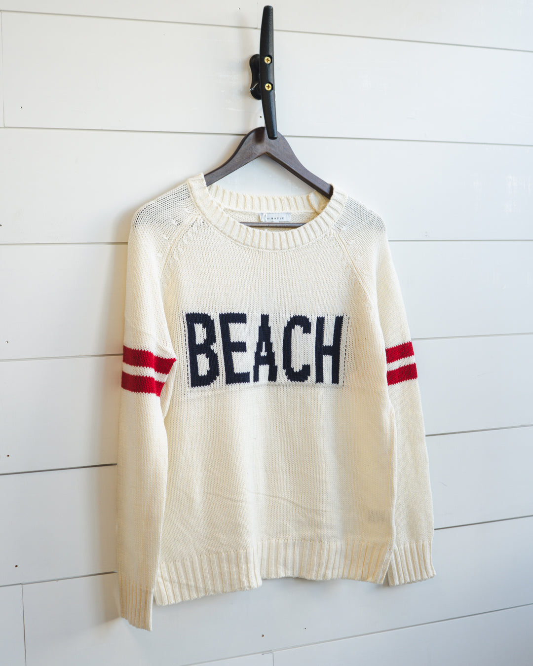 Beach Sweater- Ivory, Navy & Red