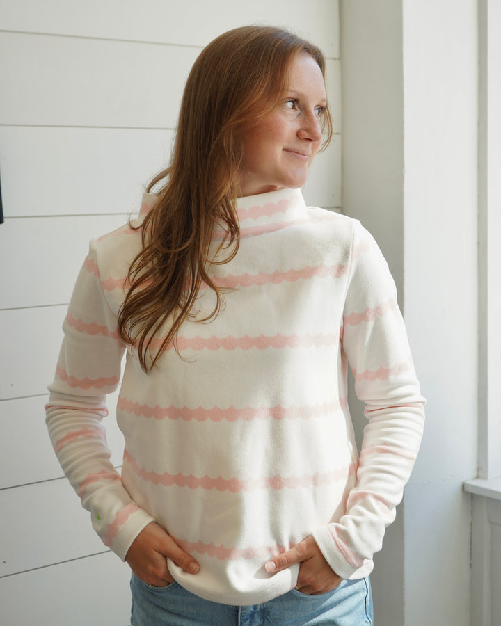Women’s Dudley Brighton Boatneck Fleece- Blush Scallop