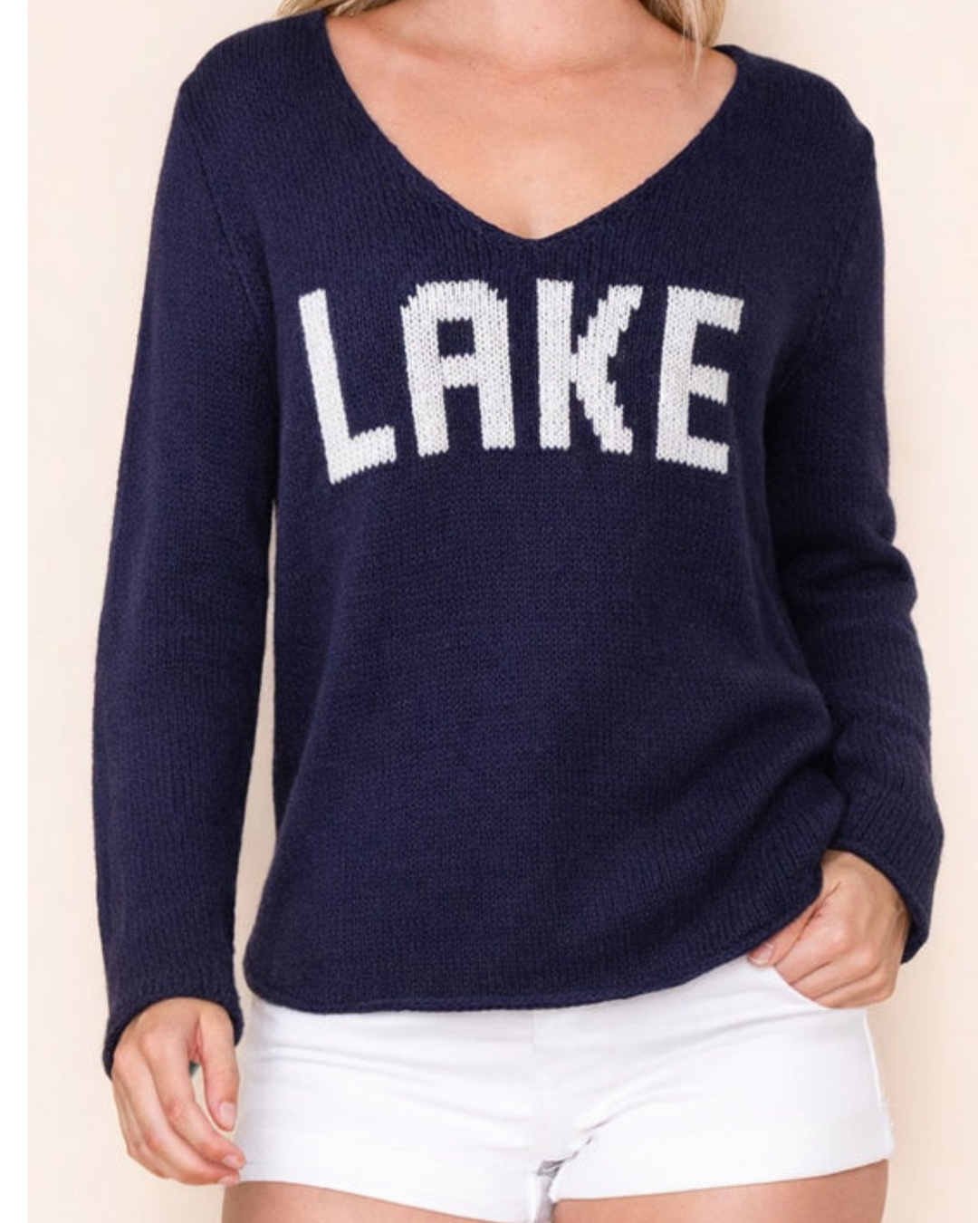 Women’s Lake V-Neck Sweater- Navy