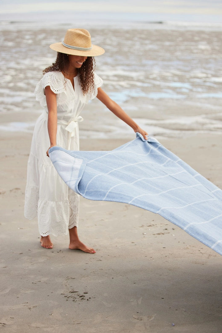 ChappyWrap Lightweight Blanket- Windowpane Cornflower