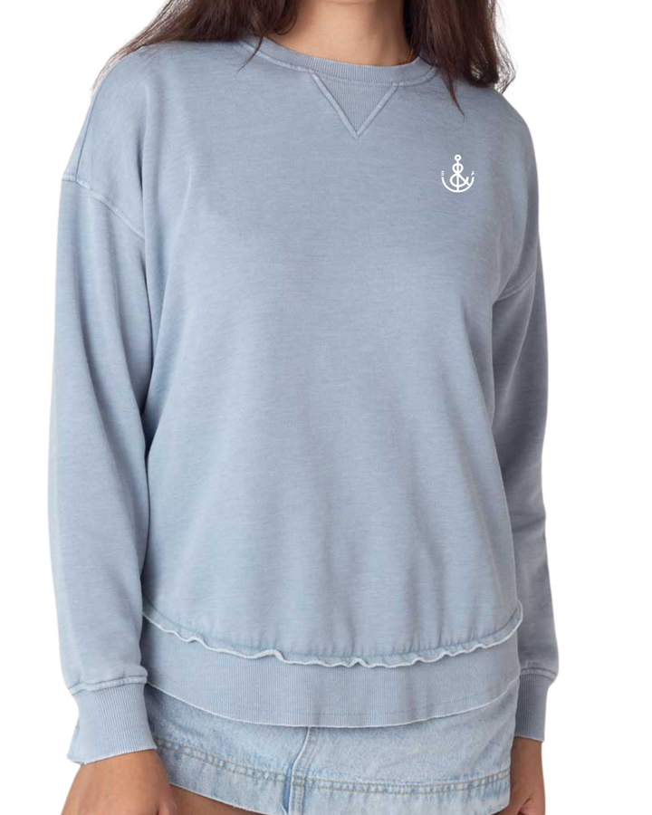 Women’s Anchor Washed Crew-Faded Denim