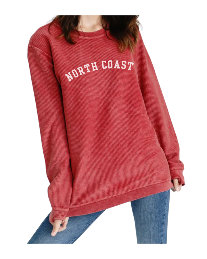 Unisex North Coast Ribbed Crew- Red