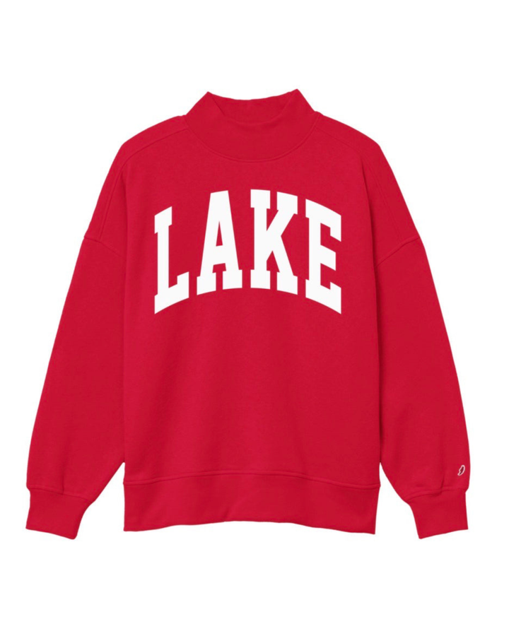 Women’s LAKE Mockneck Crew-Red