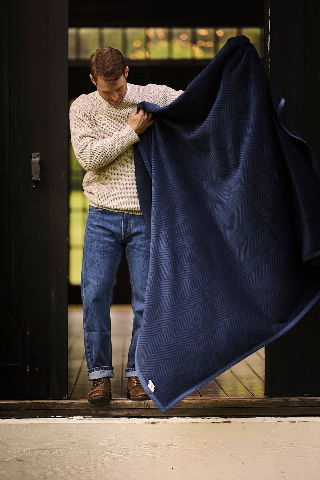 Chappywrap Blanket: Harborview Herringbone Deep Sea