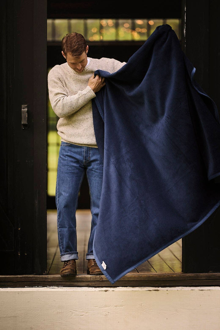 Chappywrap Blanket: Harborview Herringbone Deep Sea