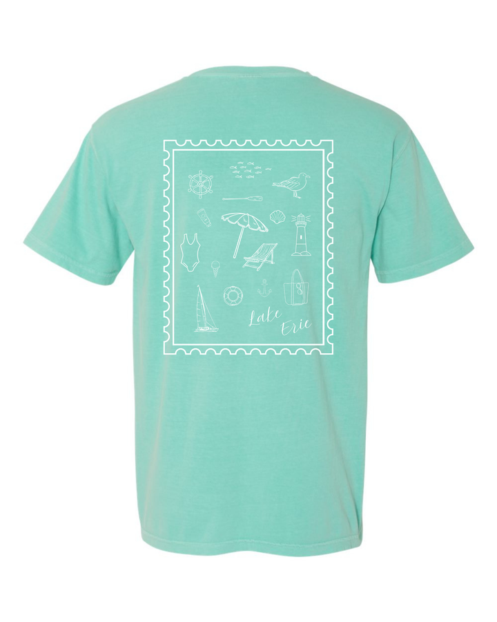Unisex Beachside Stamp Short Sleeve- Teal