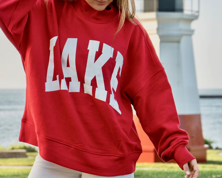 Women’s LAKE Mockneck Crew-Red