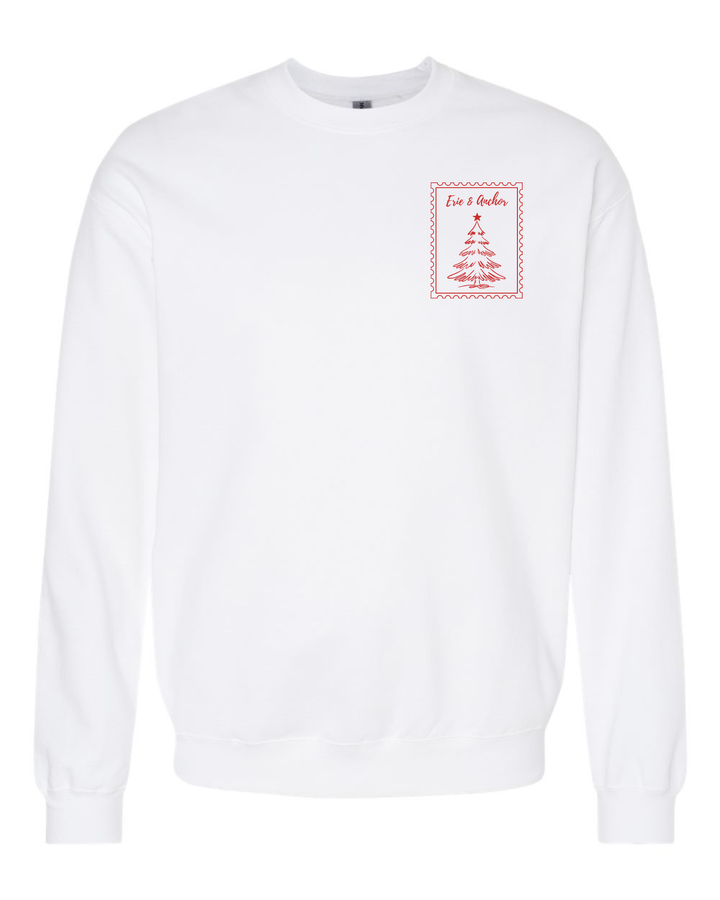 Unisex Holiday Beachside Stamp Crewneck- White