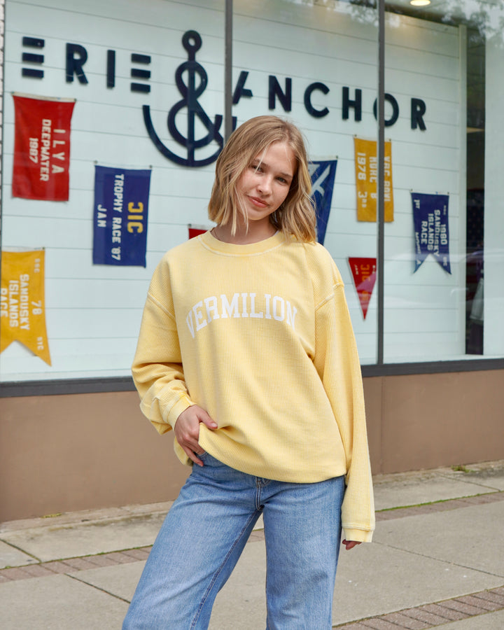 Unisex Vermiion Ribbed Crew- Butter