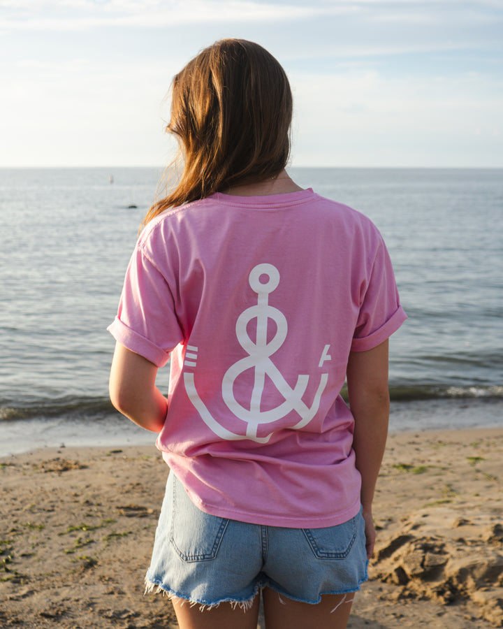 Unisex Signature Anchor Short Sleeve Tee- Bubblegum