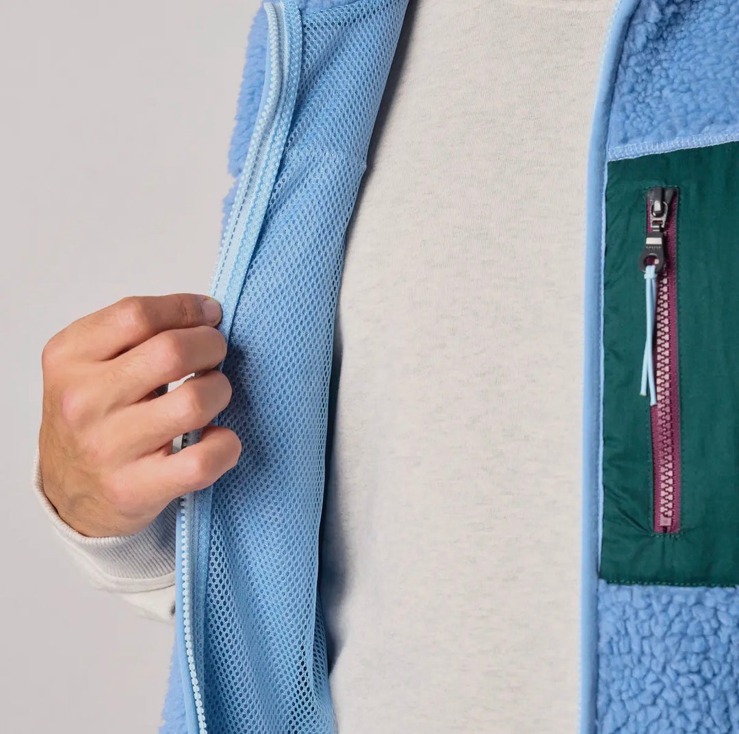 Unisex Full-Zip Sherpa Vest- Blue - Erie and Anchor