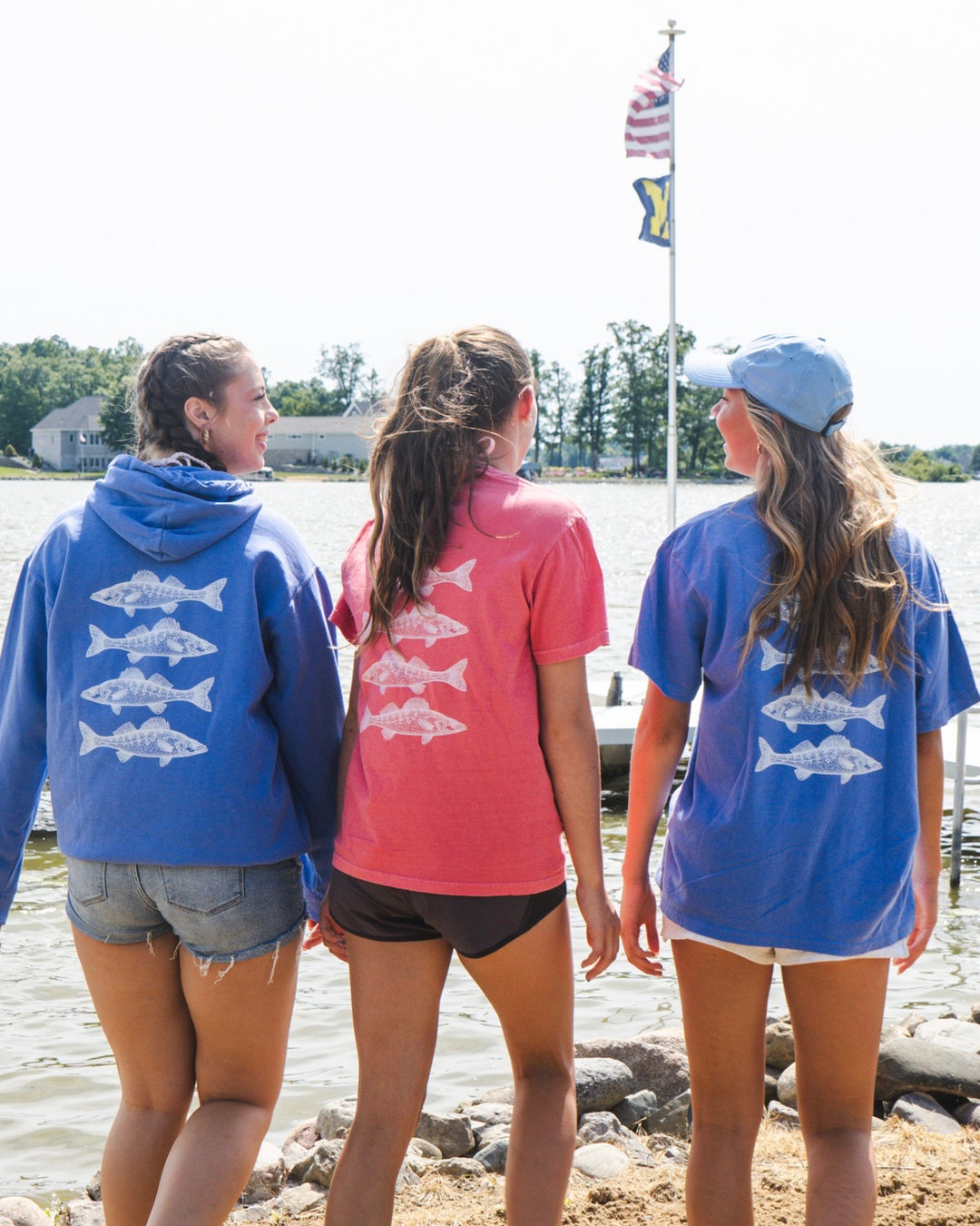 Unisex Fish Hoodie- Washed Royal