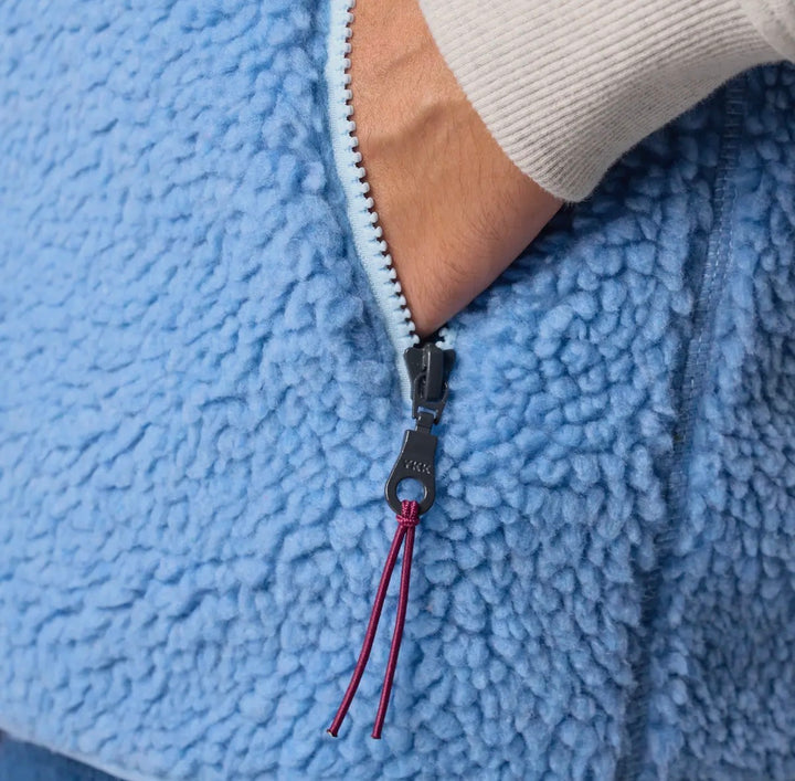 Unisex Full-Zip Sherpa Vest- Blue - Erie and Anchor