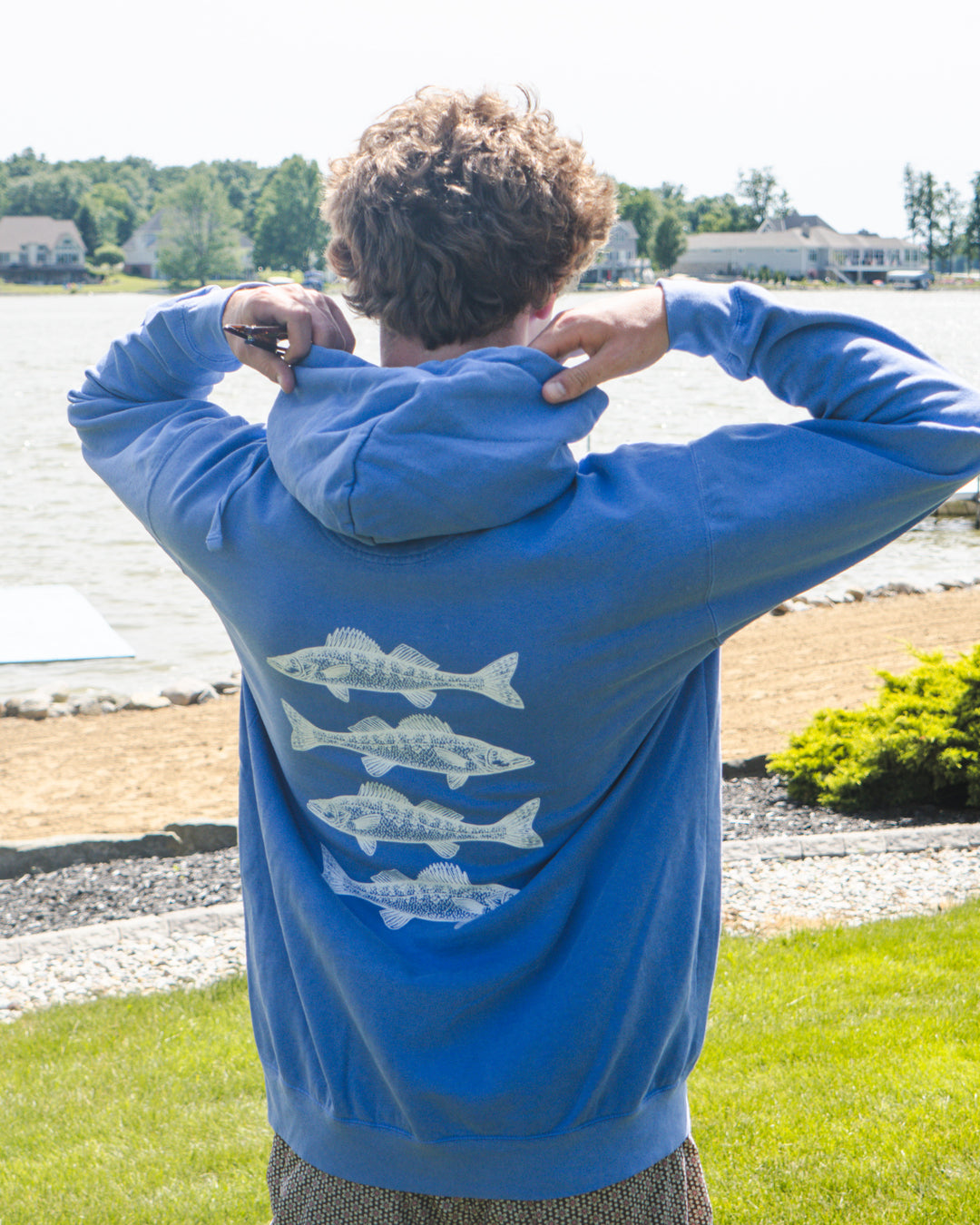 Unisex Fish Hoodie- Washed Royal