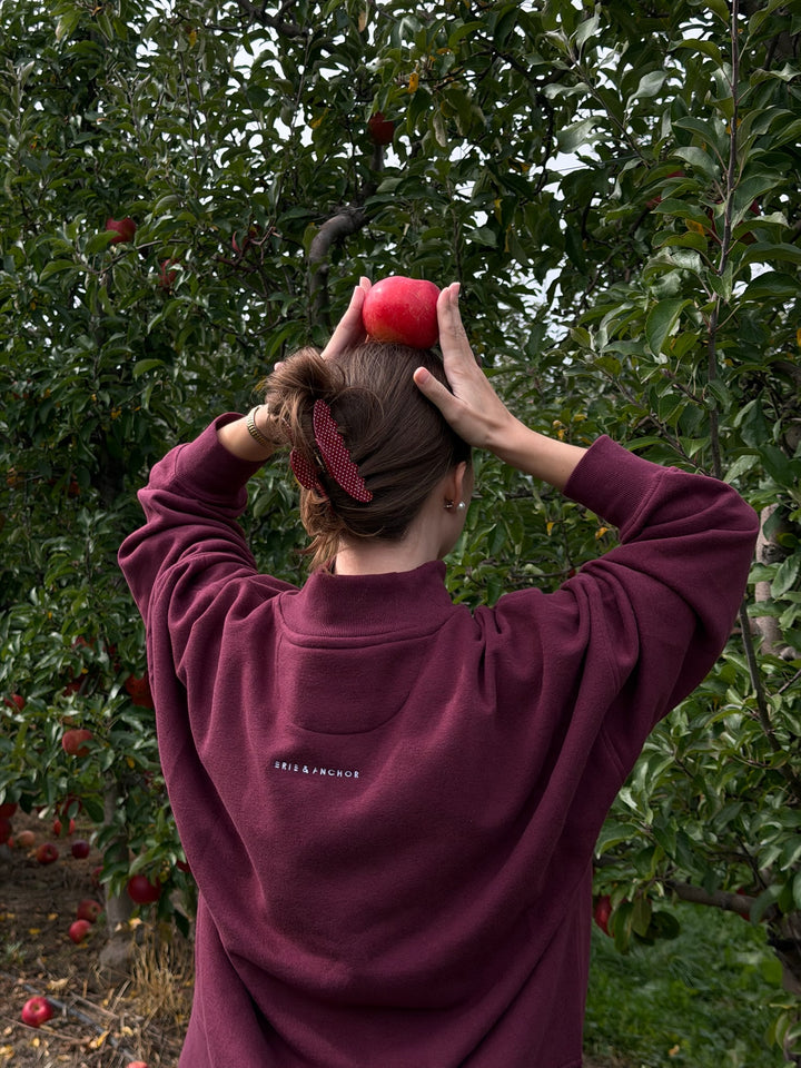 Women’s Anchor Mockneck Crew-Maroon