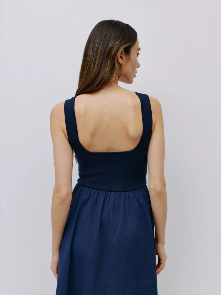 Women's Sleeveless Maxi Dress- Navy