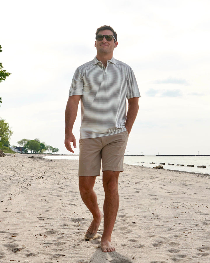 FINAL SALE Men’s Cutter & Buck Stripe Polo- Gray