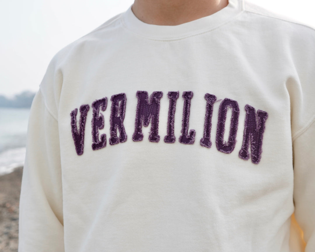 Unisex Vermilion Appliqué Crewneck- Ivory