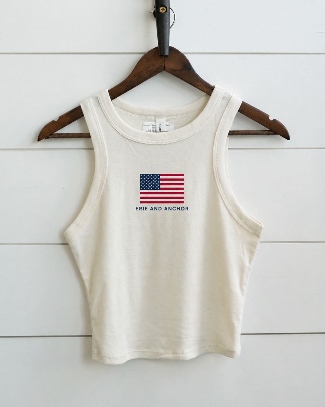 Women's American Flag Racer Tank - Natural
