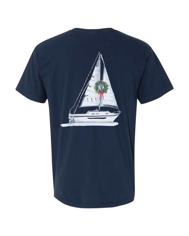 Unisex Holiday Sailboat Short Sleeve - Washed Navy