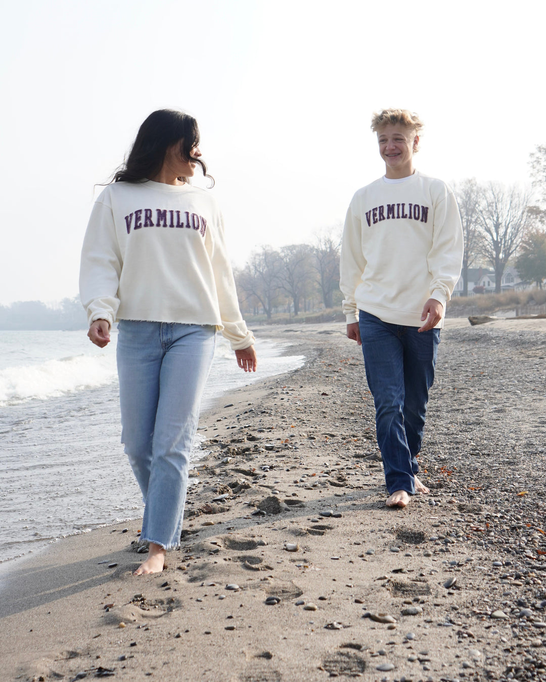 Unisex Vermilion Appliqué Crewneck- Ivory