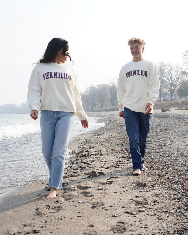 Unisex Vermilion Appliqué Crewneck- Ivory