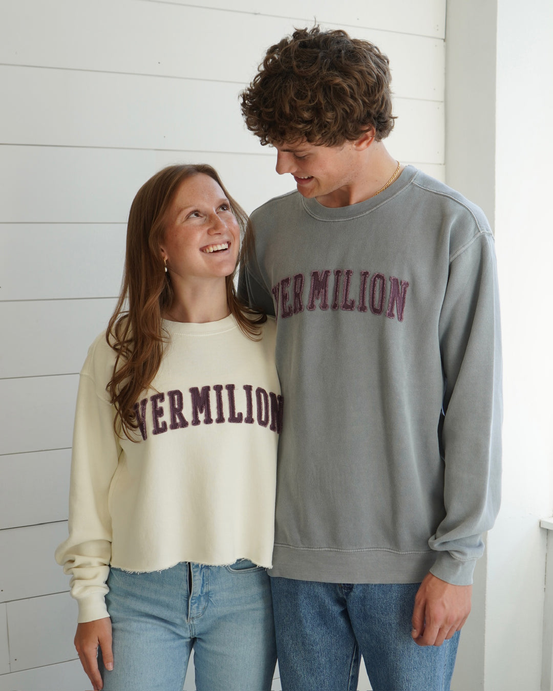 Unisex Vermilion Appliqué Crewneck- Gray