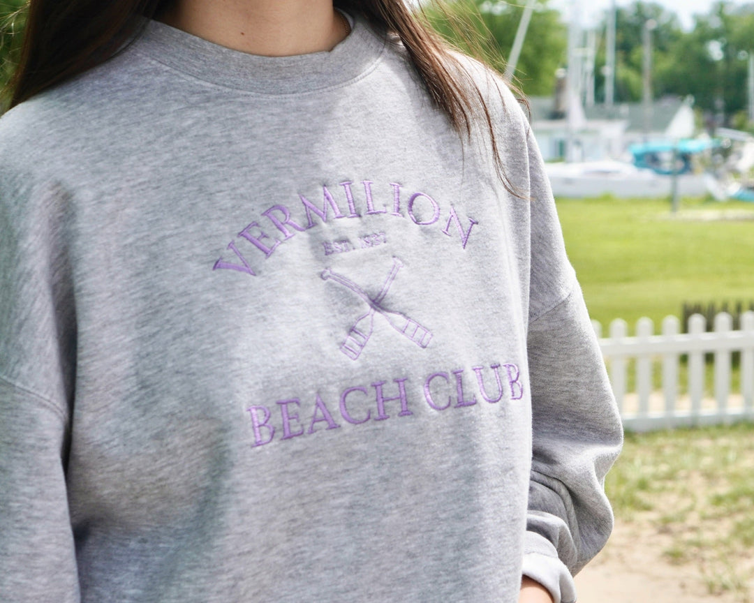 PRESALE Unisex Vermilion Beach Club Crewneck- Gray/Purple