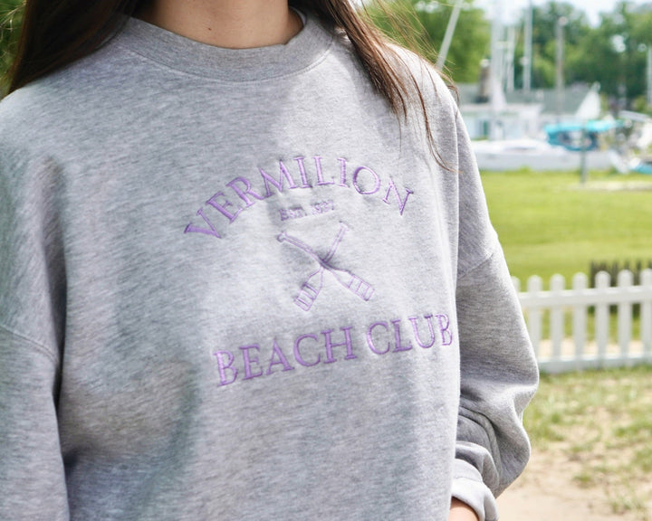 PRESALE Unisex Vermilion Beach Club Crewneck- Gray/Purple