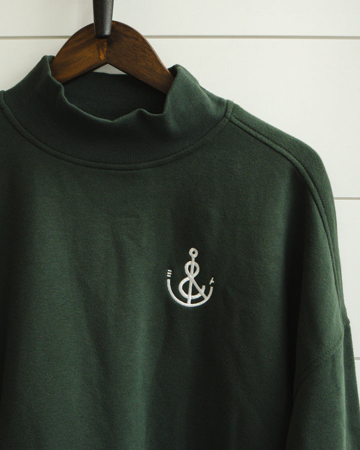 Women’s Anchor Mockneck Crew-Emerald