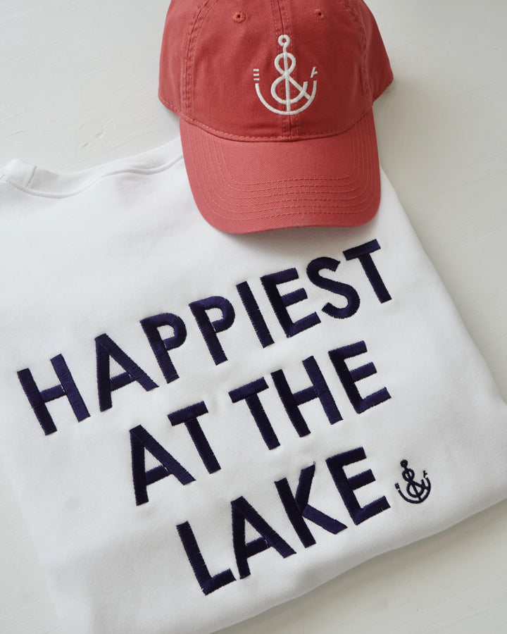 Unisex Happiest At The Lake Crewneck- White