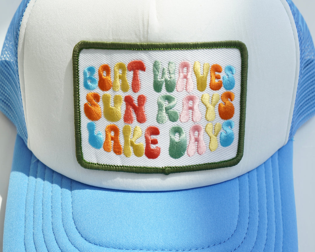 Lake Days Patch Trucket Hat- Sky Blue
