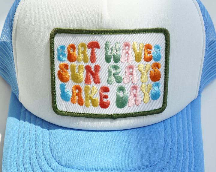 Lake Days Patch Trucket Hat- Sky Blue