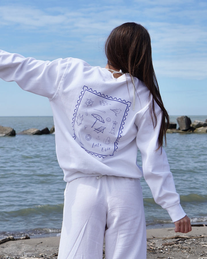 Unisex Beachside Crewneck- White