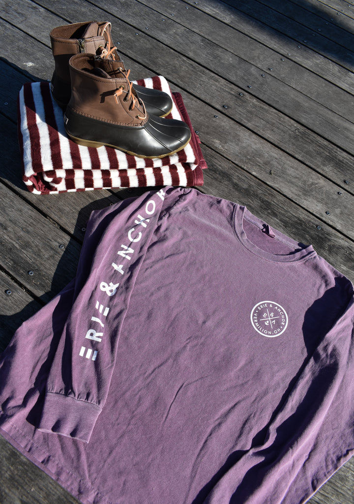 Signature Anchor Long Sleeve Tee-Berry