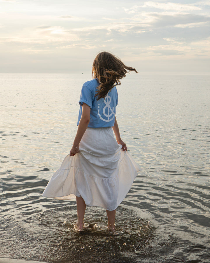 Unisex Signature Anchor Short Sleeve Tee- Cornflower Blue