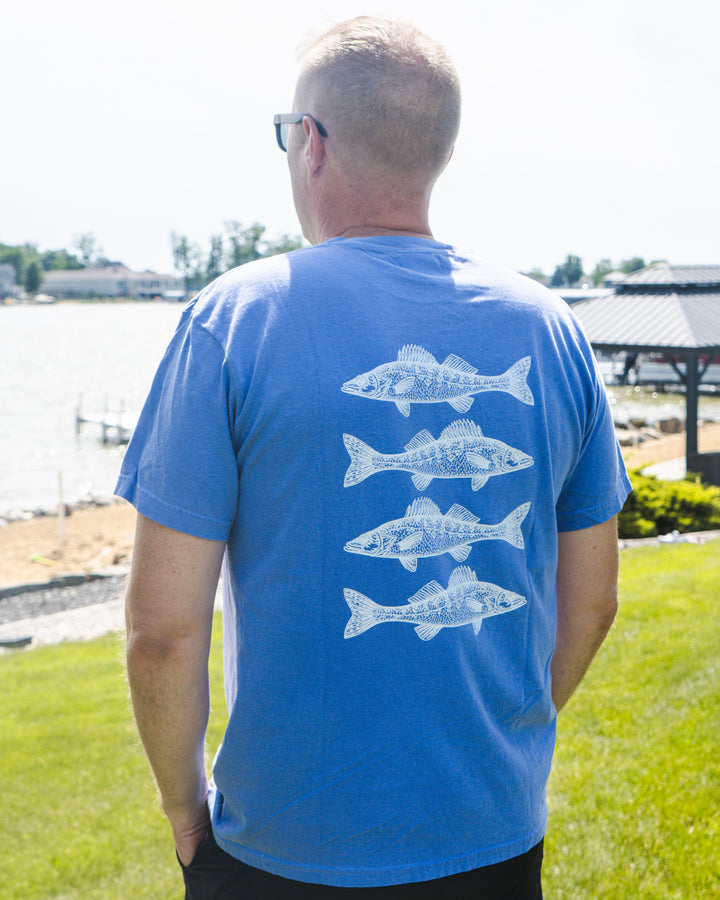 Unisex Fish Short Sleeve- Washed Royal